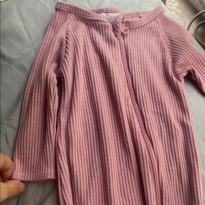 Pink Ribbed Long Sleeve Top